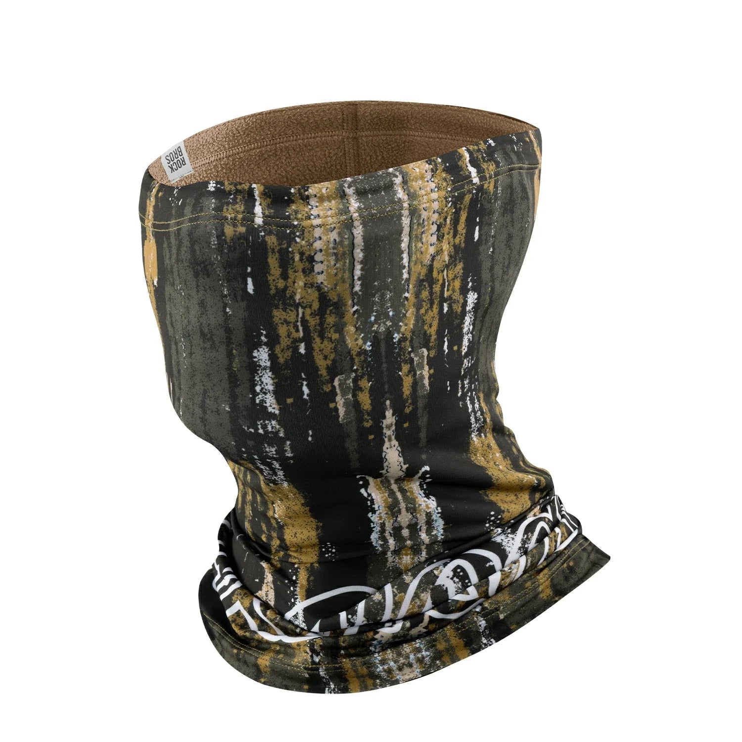 Multicolored neck gaiter with a pattern on a white background #Color_Brown Color_None
