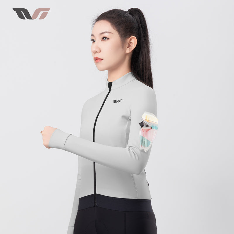 Women’s Fleece Cycling Jersey Lightweight for 41°F–68°F
