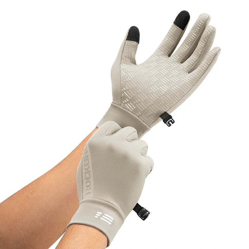 Windproof winter cycling gloves with graphene lining#color_white