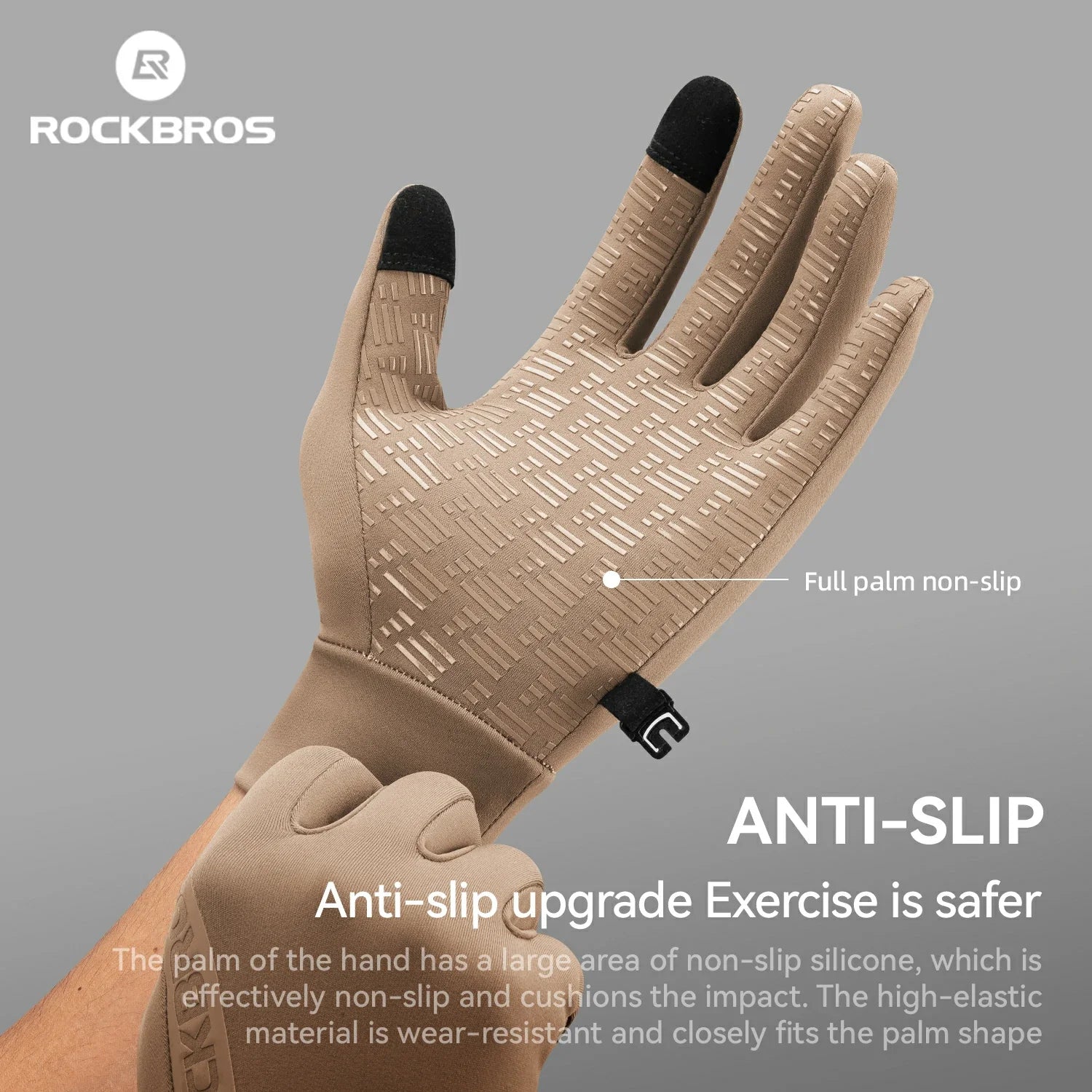 Graphene winter cycling gloves anti-slip palm
