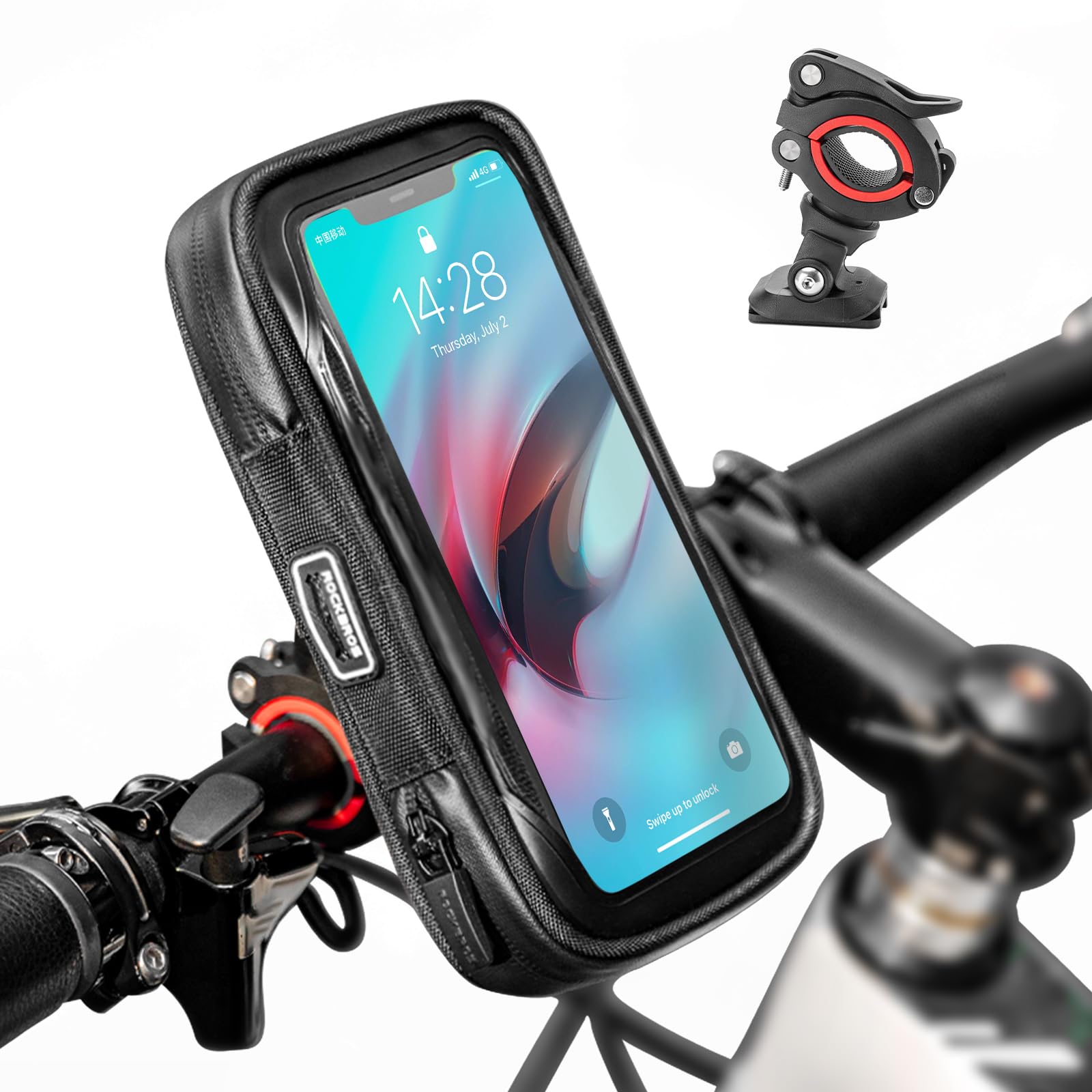 ROCKBROS Bike Phone Mount Bag 270¡ãRotatable Quick Release Bike Phone Holder Handlebar Bag