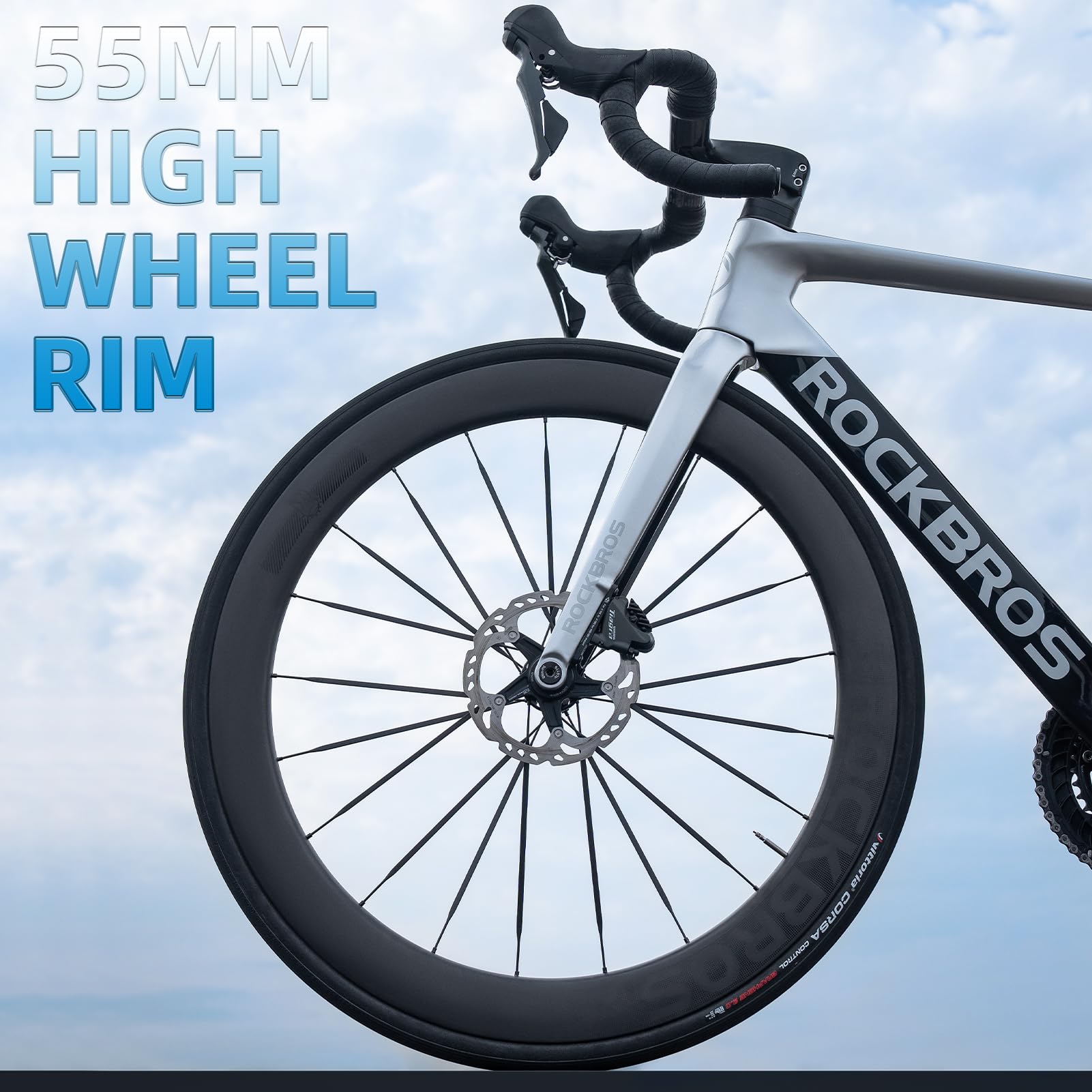 ROCKBROS T700 Carbon Fiber Bike Wheels 700c 55 mm Disc Brake Wheelset