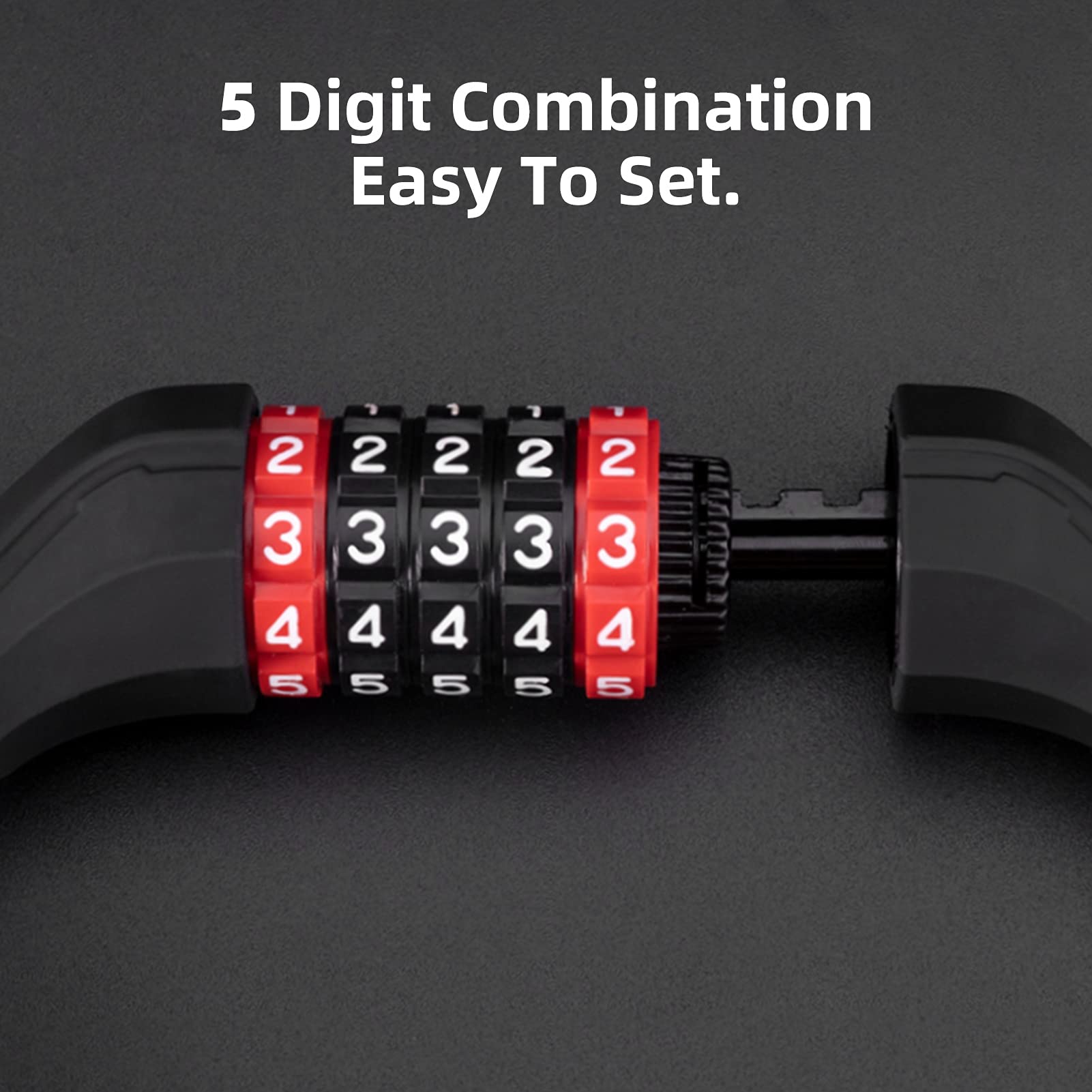 5-Digit Bike Lock Cable 70 Inch Combination Lock (5.9ft)