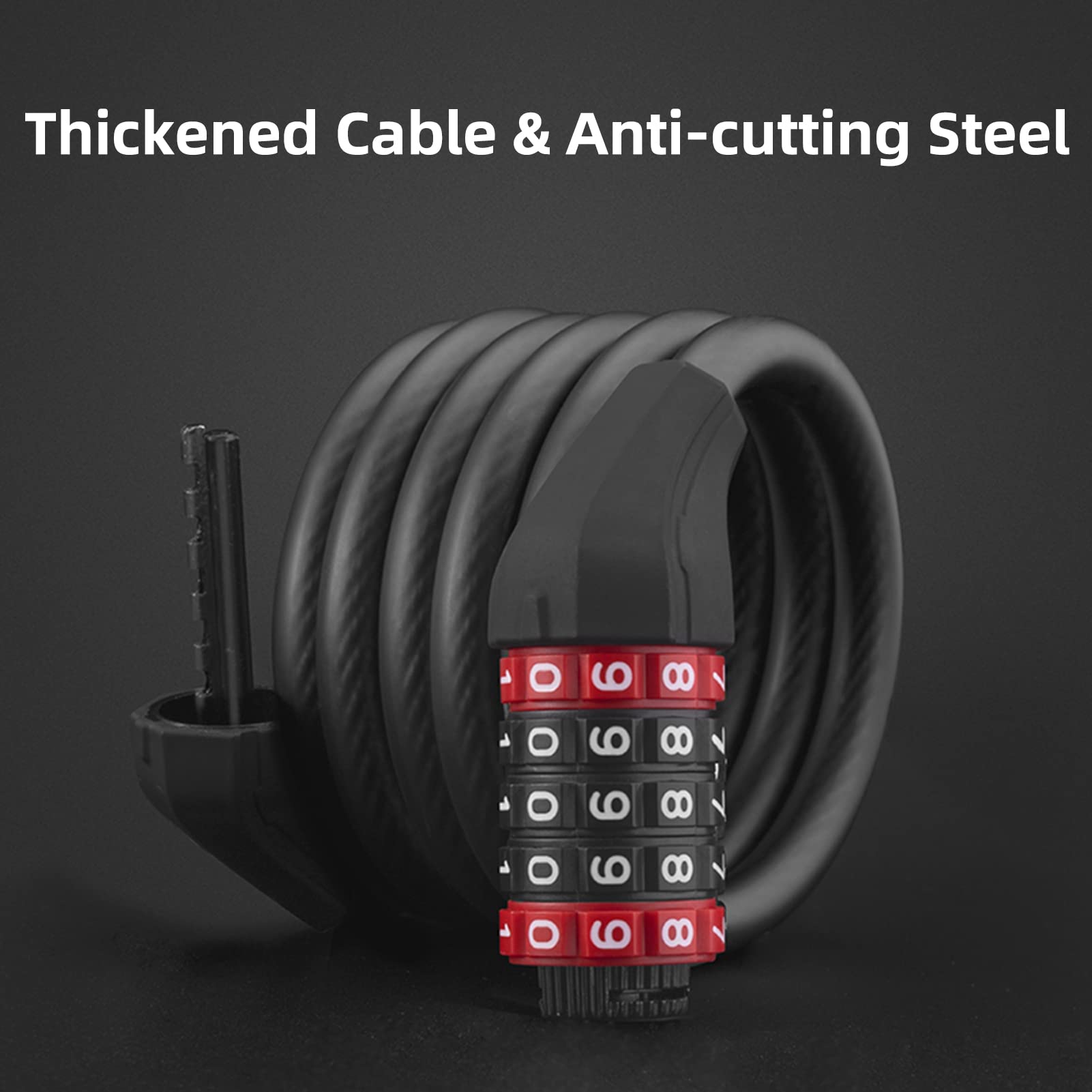 5-Digit Bike Lock Cable 70 Inch Combination Lock (5.9ft)