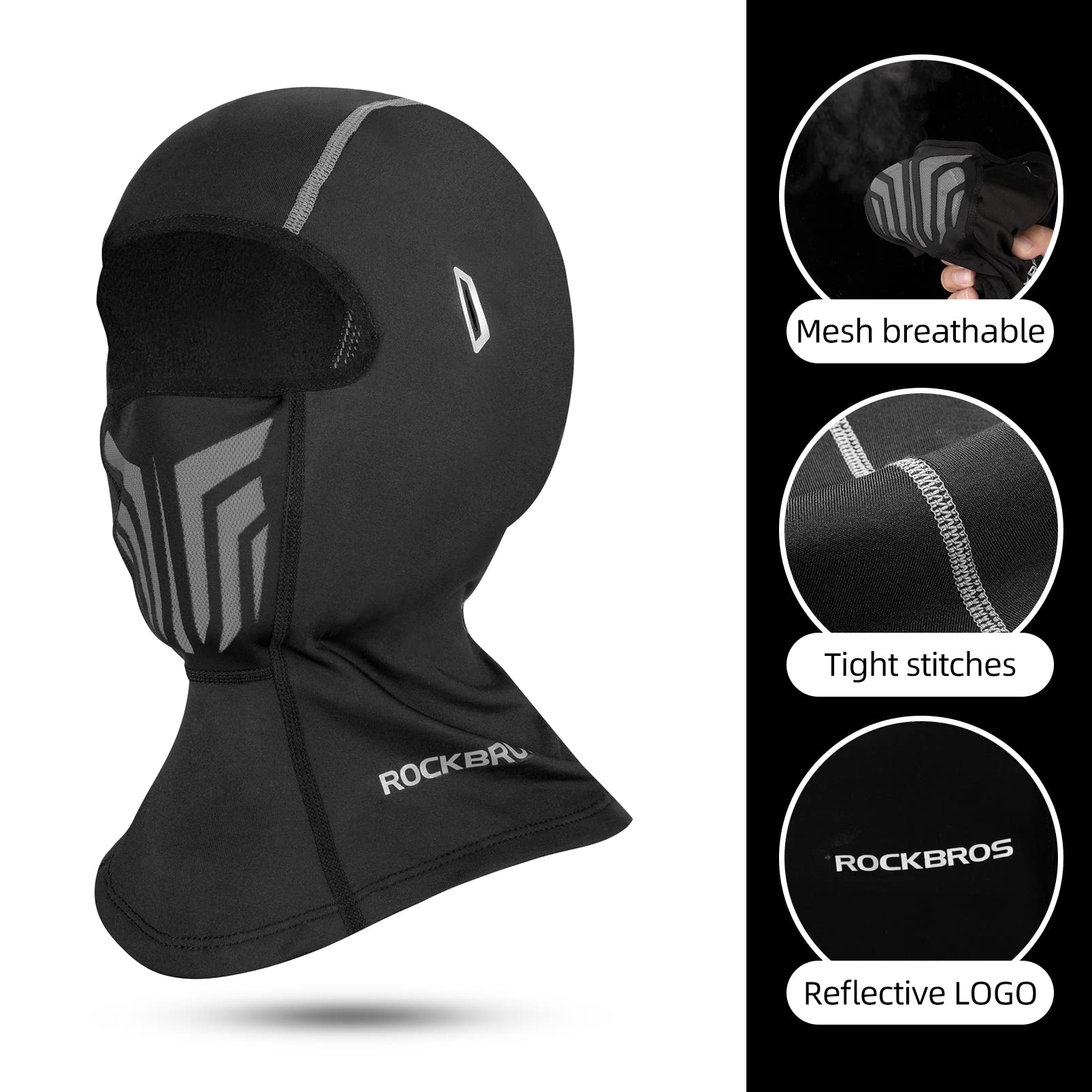 ROCKBROS Windproof Winter Fleece Balaclava for Men - Ski, Cycling, Motorcycle Mask