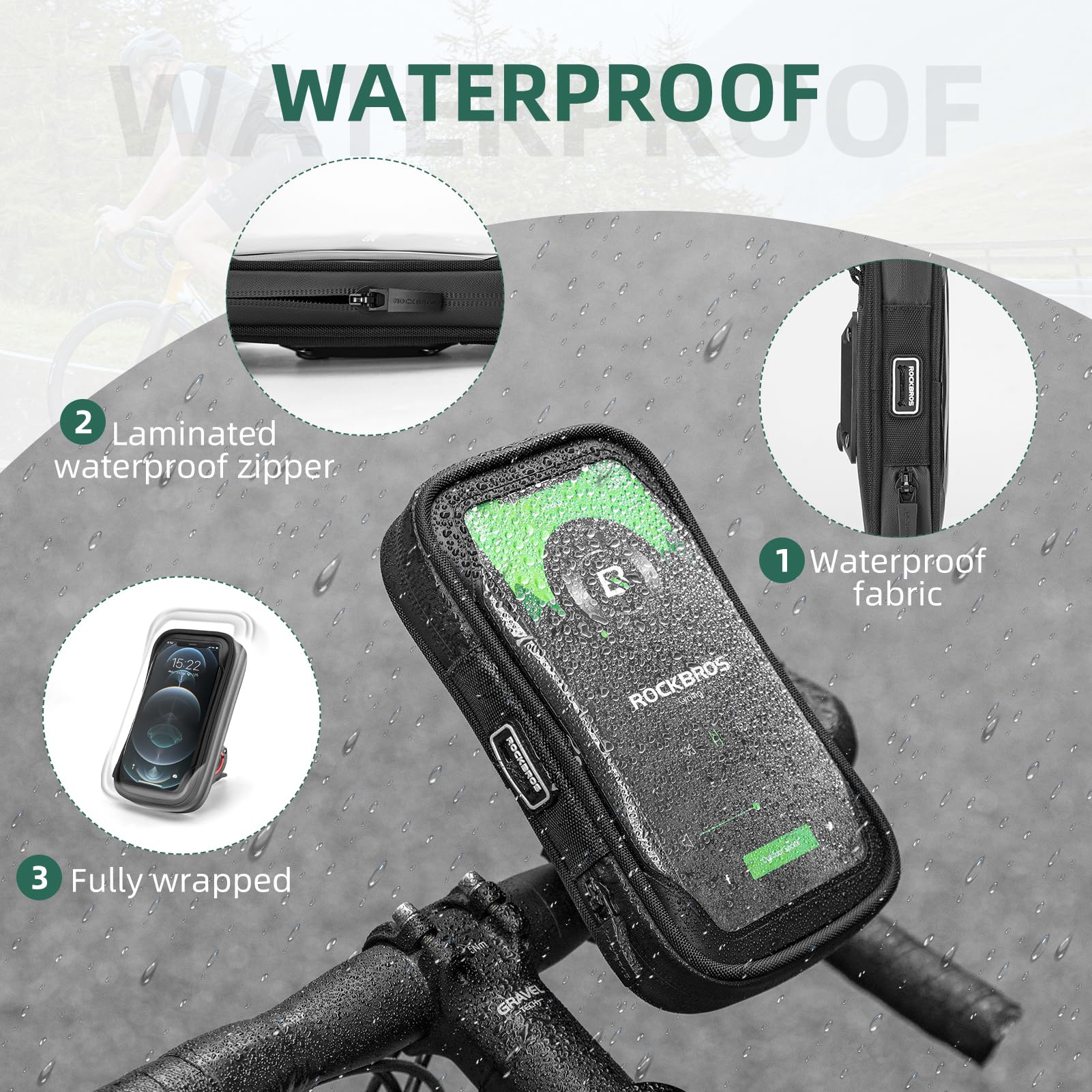 ROCKBROS Bike Phone Mount Bag 270¡ãRotatable Quick Release Bike Phone Holder Handlebar Bag