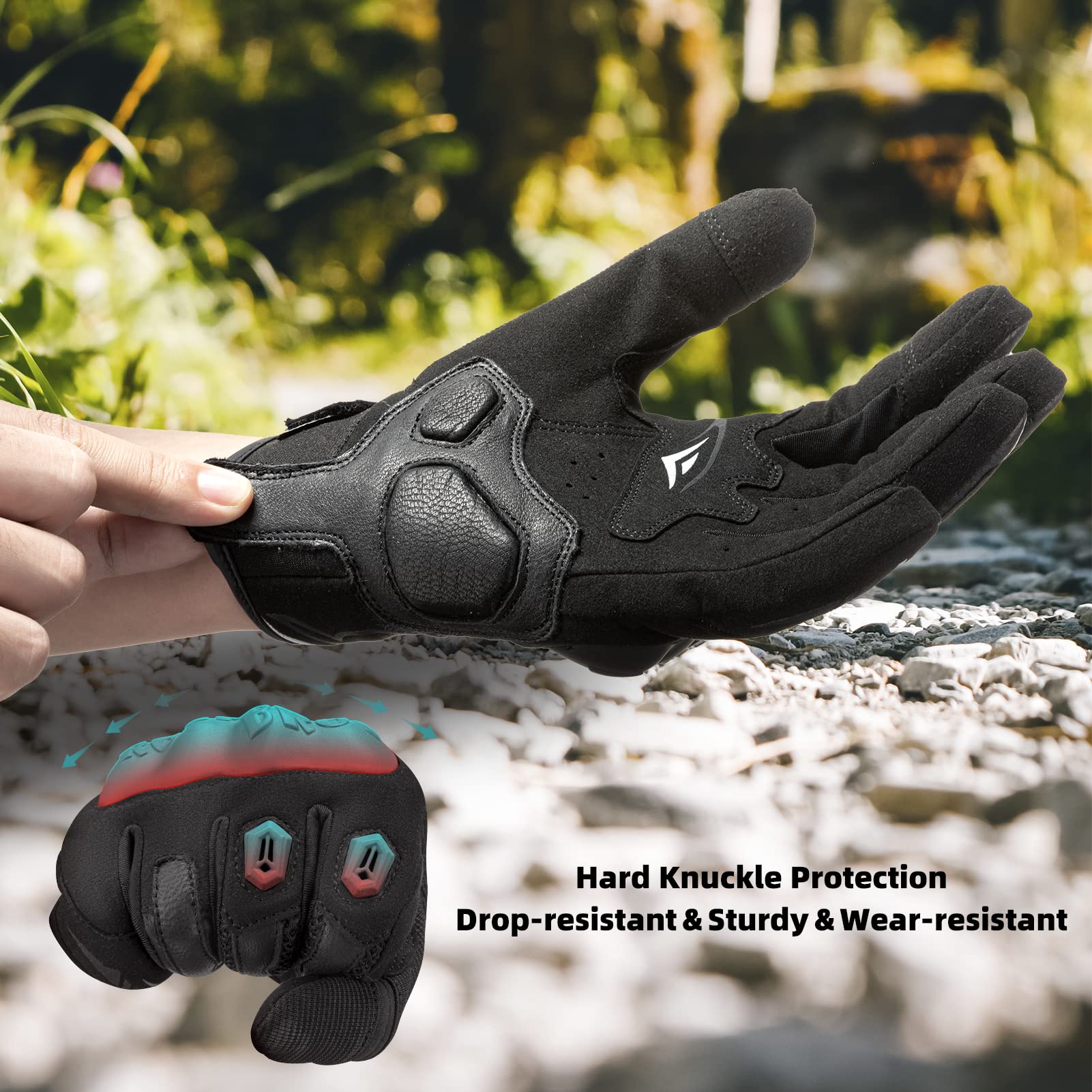 Summer Motorcycle Gloves - Breathable, Touchscreen Hard Knuckle Gloves