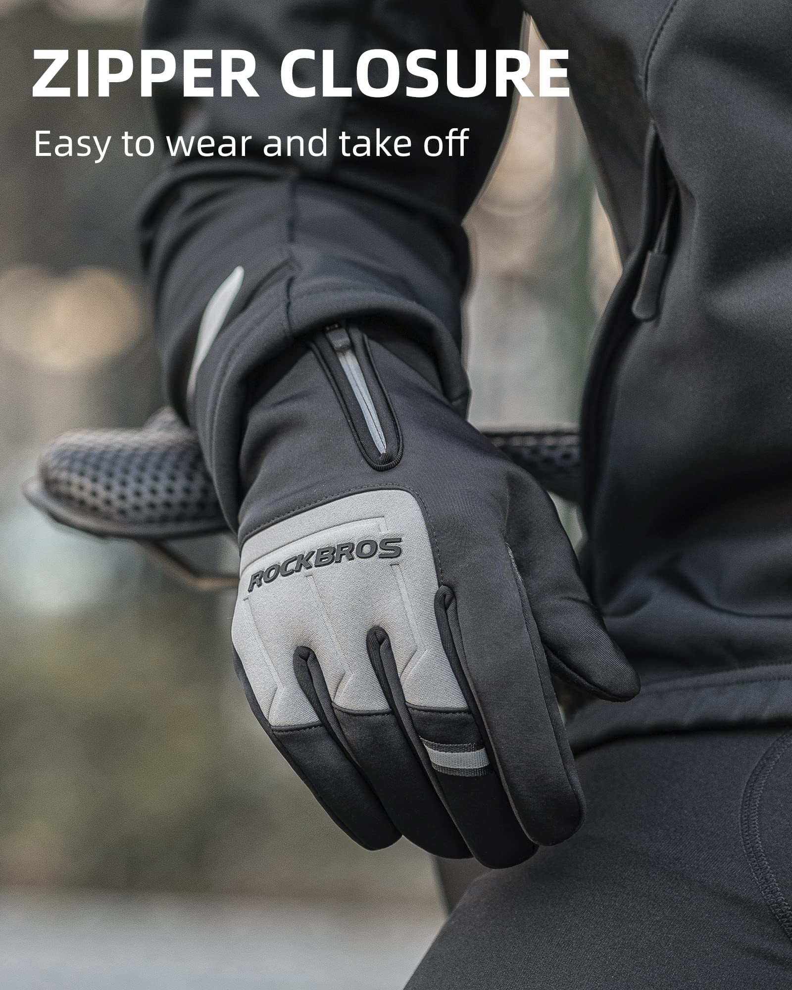 ROCKBROS Winter Cycling Thermal Running Ski Touchscreen Snow Gloves for Outdoor Sports