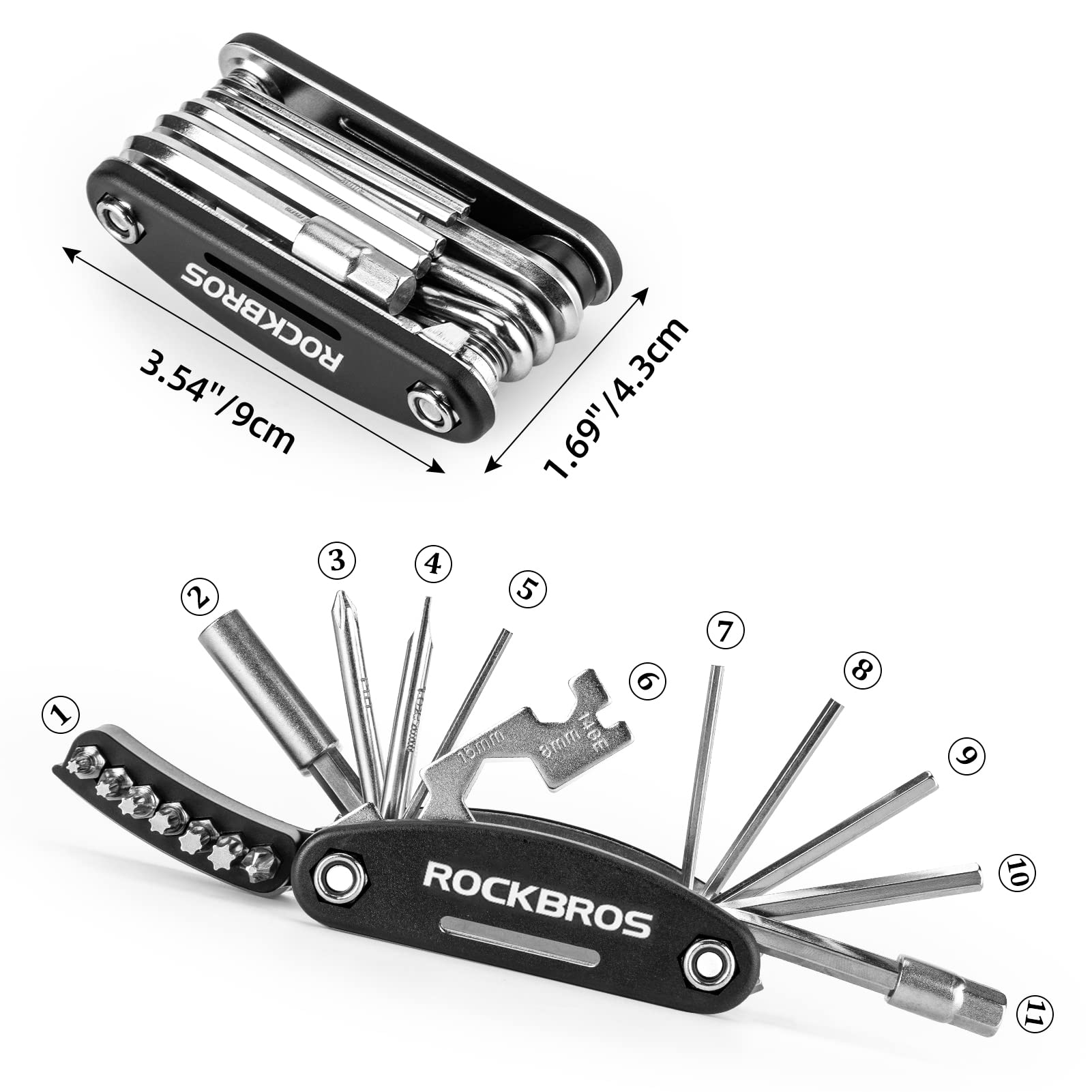 ROCKBROS Bike Foldable Repair Kit 16-in-1 Multi-Function Portable Allen Wrench and Tire Lever - ROCKBROS