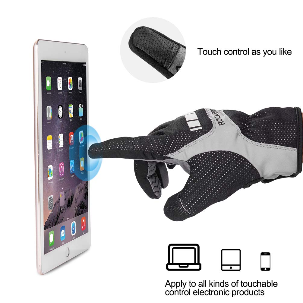 ROCKBROS Full Finger Cycling Gloves for Men, Motorcycle and Mountain Bike Gloves