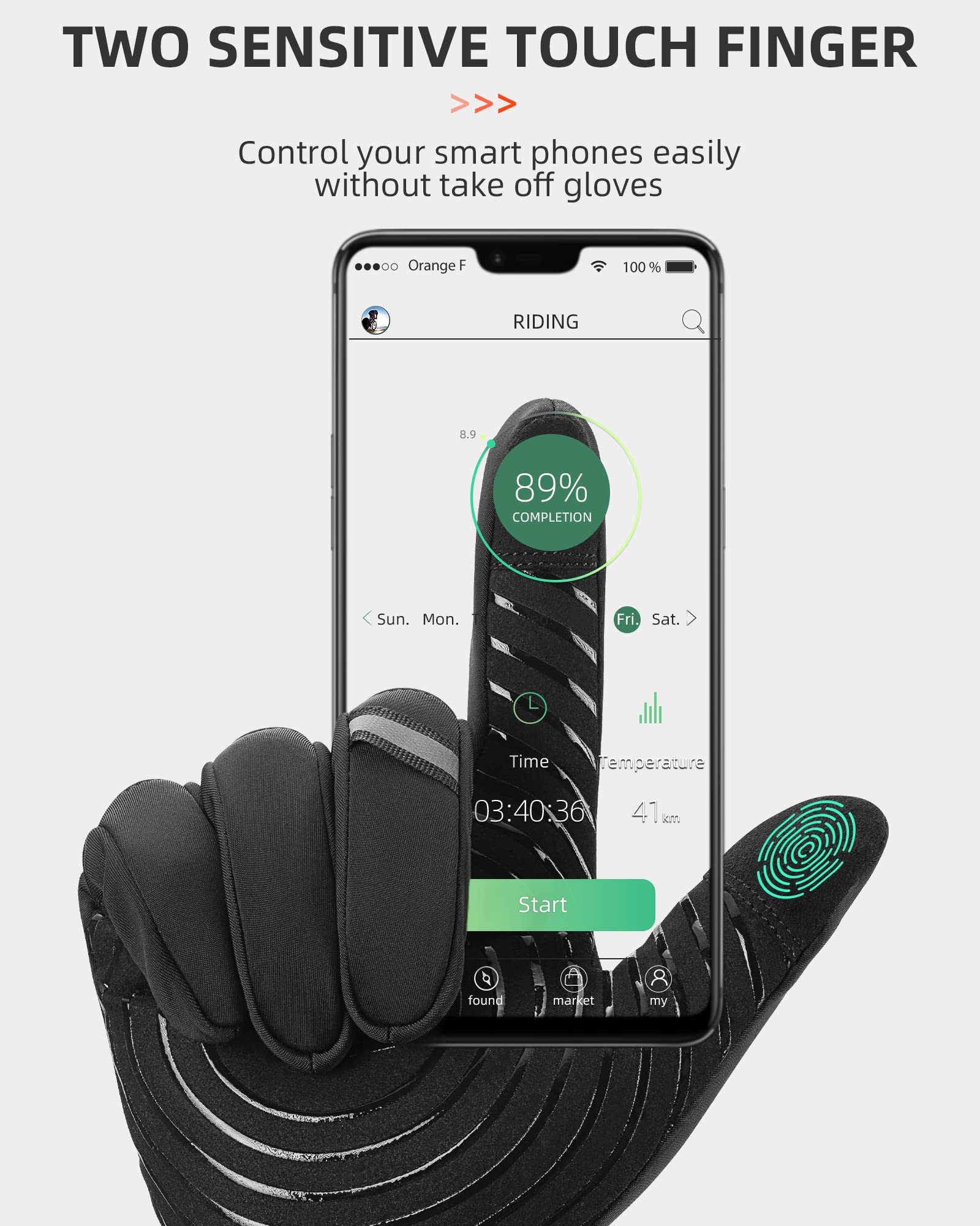 ROCKBROS Winter Cycling Thermal Running Ski Touchscreen Snow Gloves for Outdoor Sports