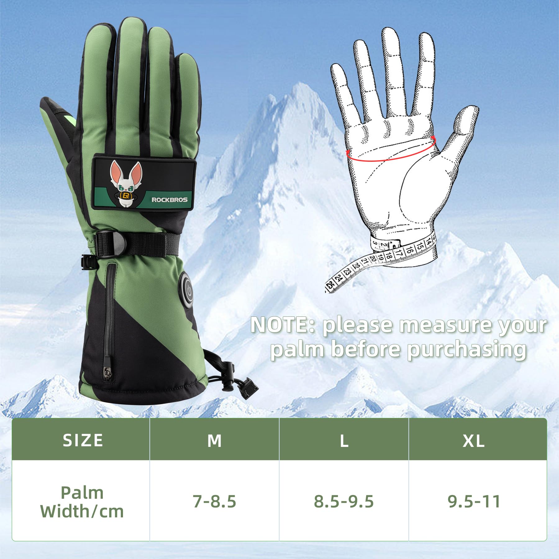 ROCKBROS Heated Gloves, Rechargeable Winter Touchscreen Hand Warmers for Men Women