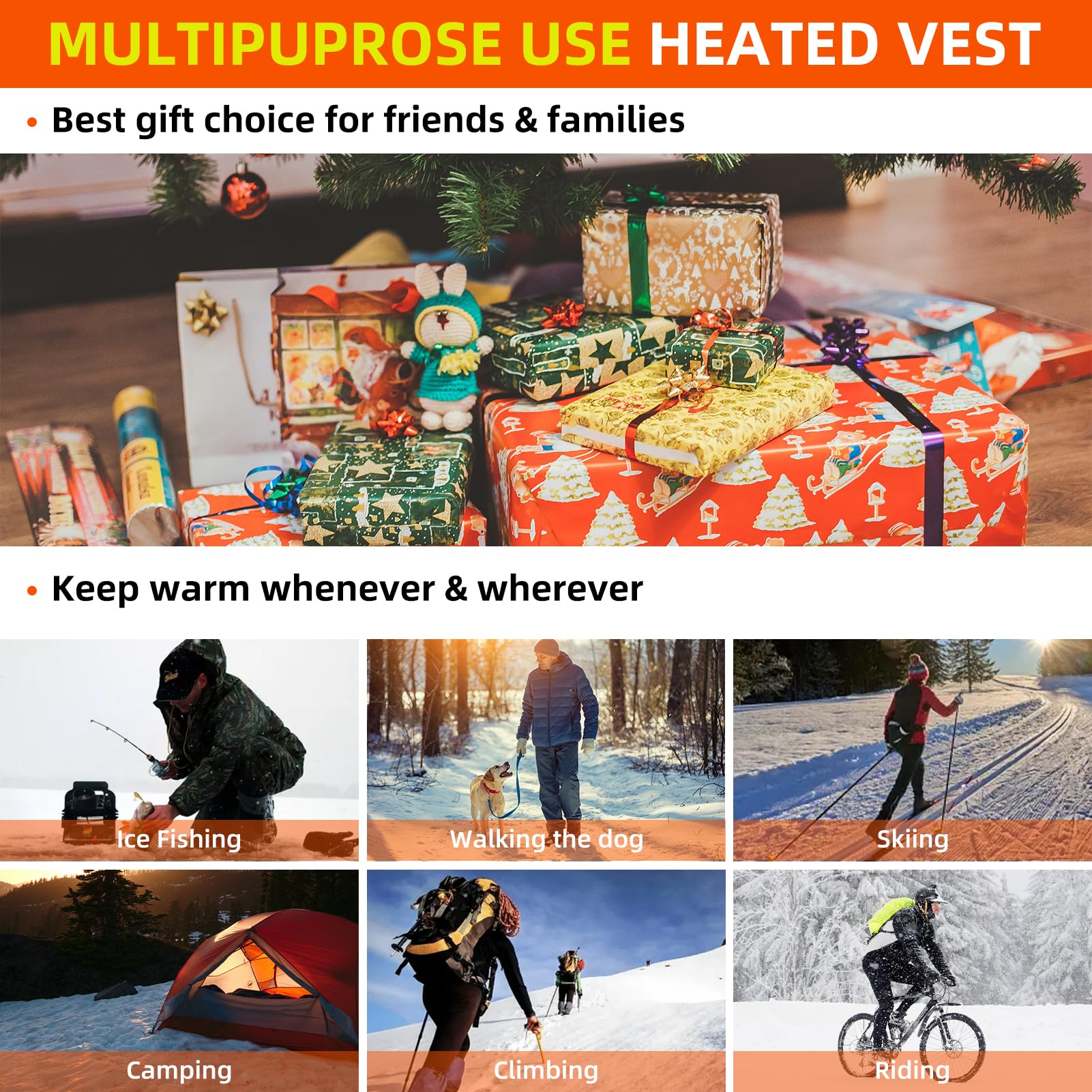 Heated Vest – 5 Zones Unisex Washable