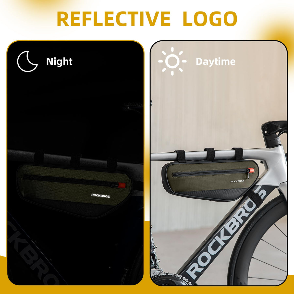 ROCKBROS bike bag showing its structured side panel