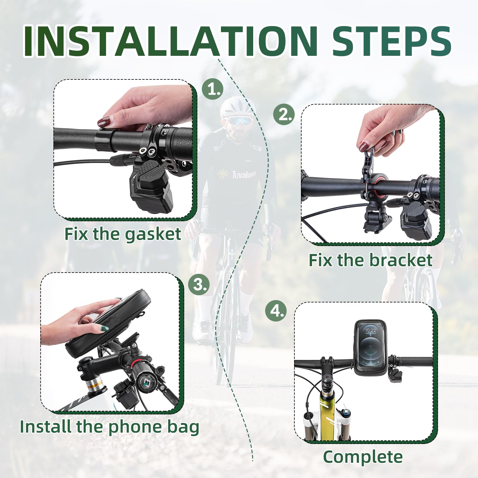 ROCKBROS Bike Phone Mount Bag 270¡ãRotatable Quick Release Bike Phone Holder Handlebar Bag