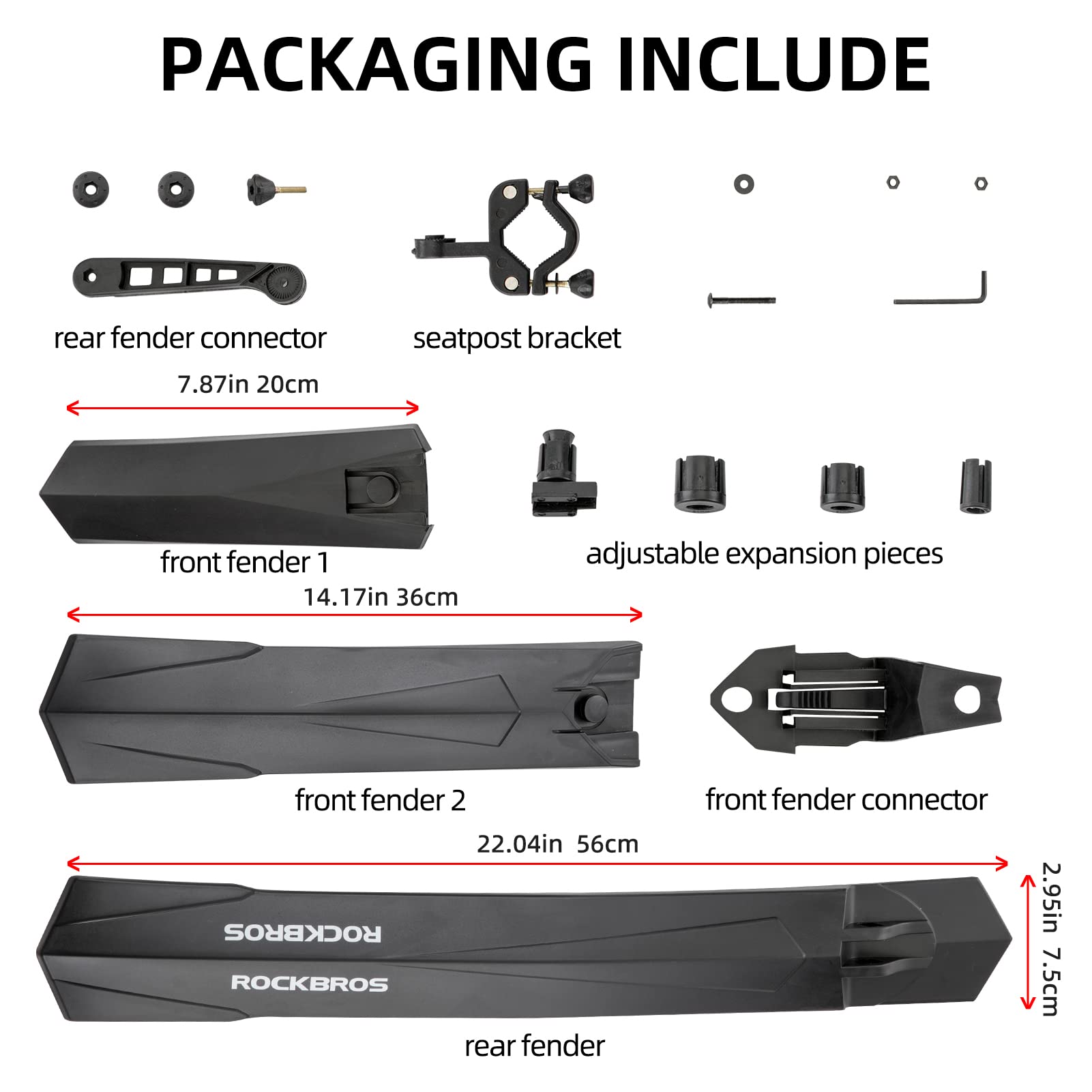ROCKBROS Adjustable MTB Mud Guards Front & Rear Splash Guard - ROCKBROS