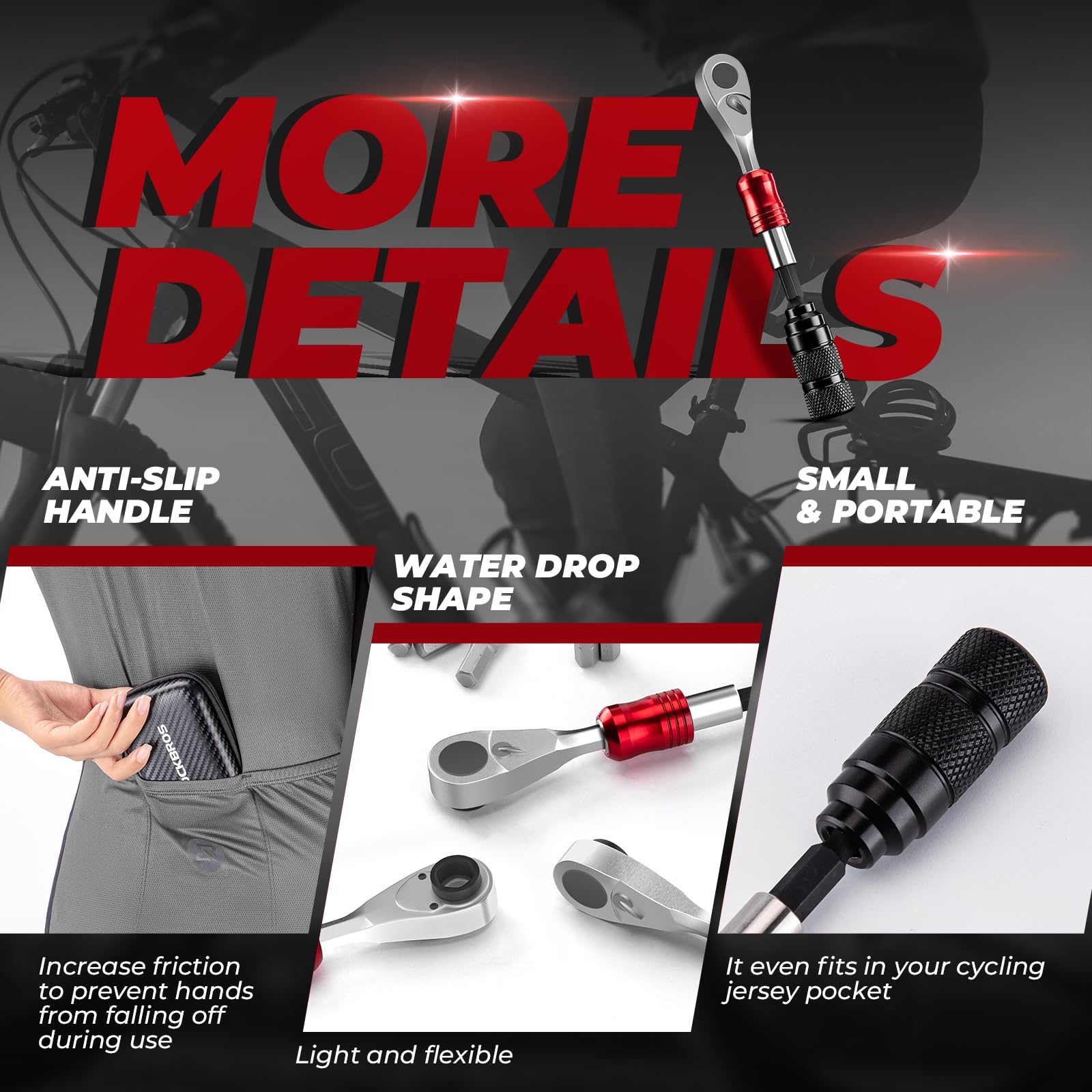 1/4-Inch Ratchet Socket Wrench Set 2.5-8mm Allen Hex Torx Sockets for Road Mountain Bike Maintenance