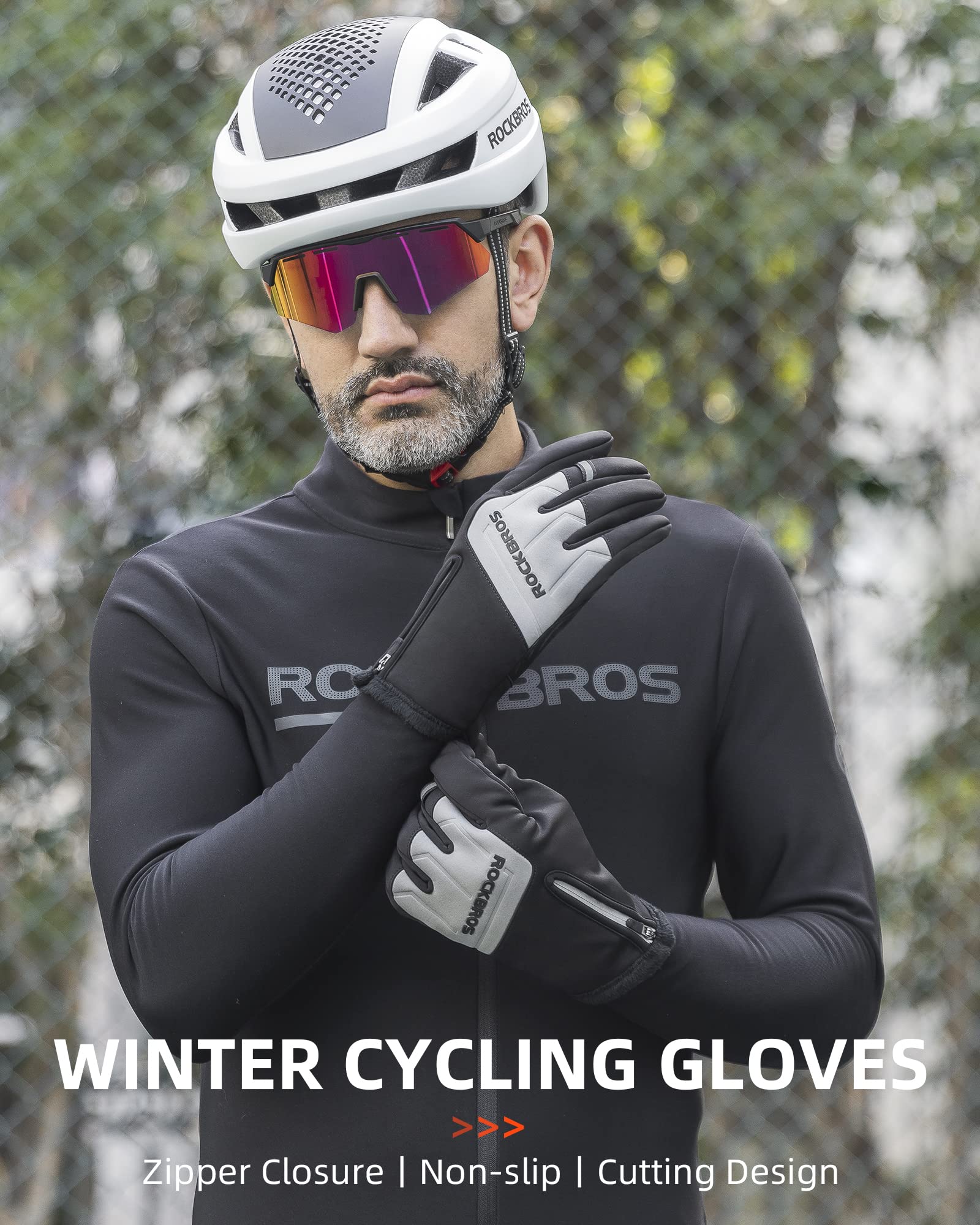 ROCKBROS Winter Cycling Thermal Running Ski Touchscreen Snow Gloves for Outdoor Sports