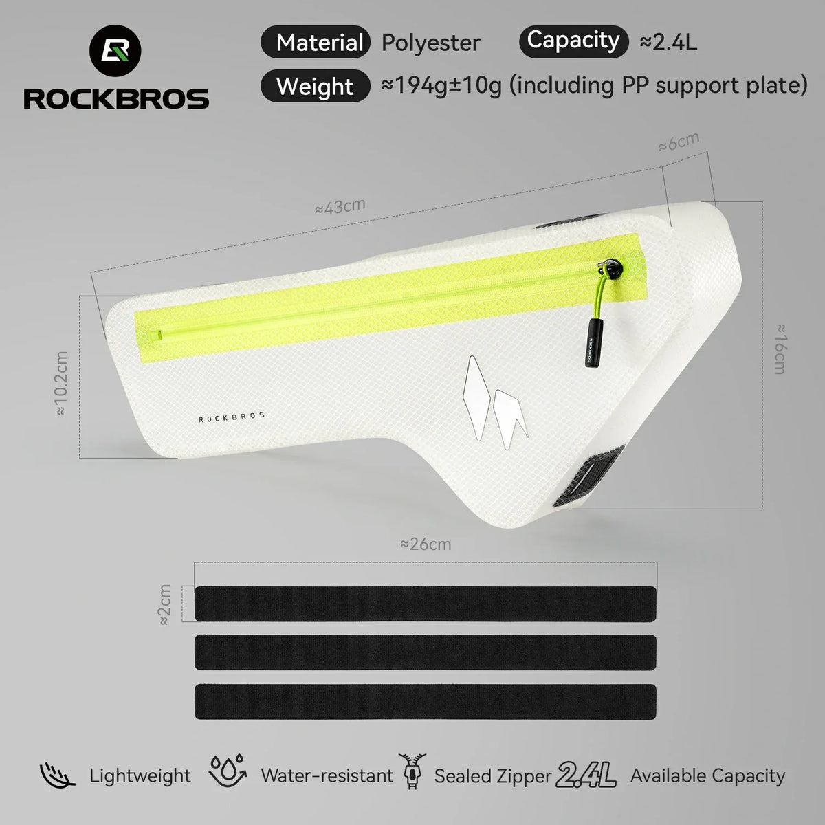 ROCKBROS frame bag with a light-ready translucent shell