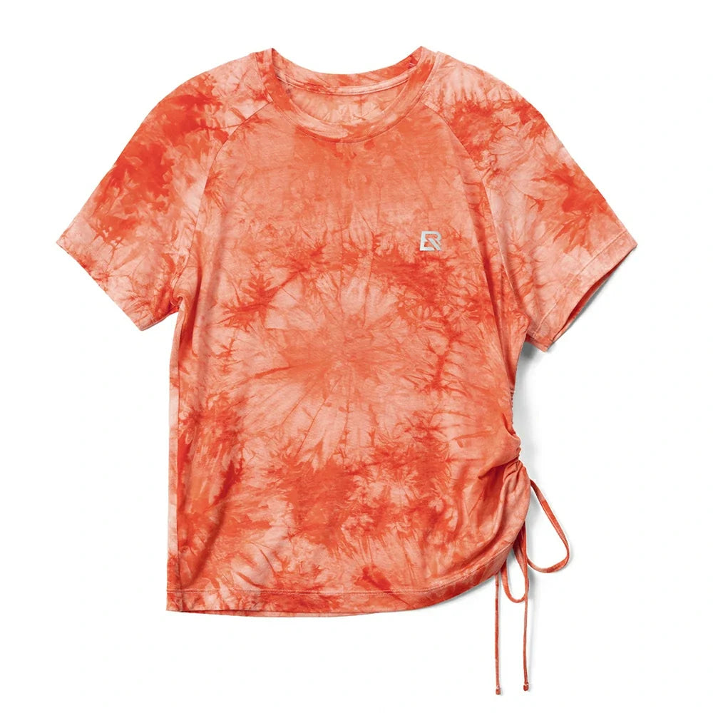 Orange tie-dye short-sleeve running T-shirt