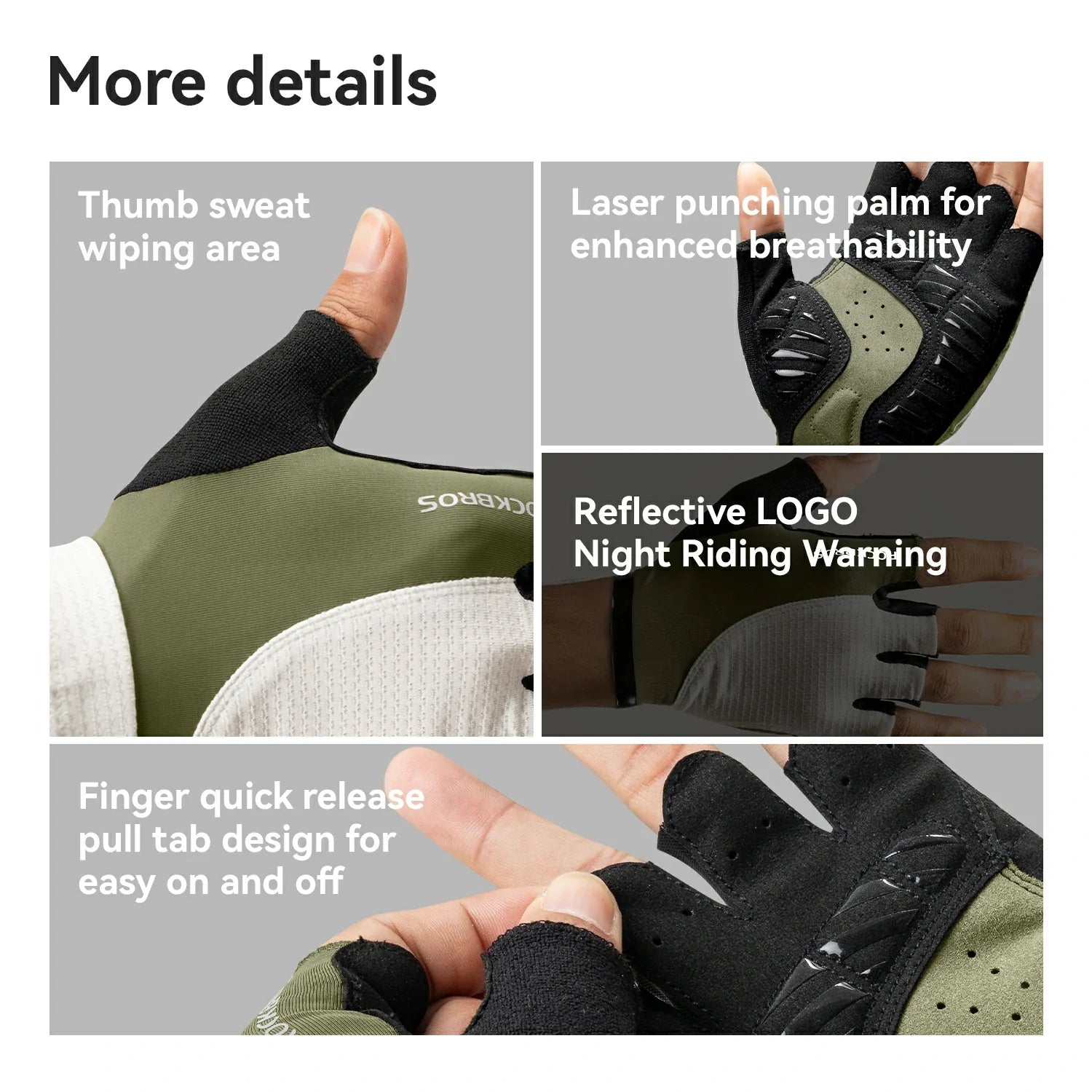 Quick release pull tabs on ROCKBROS bike gloves