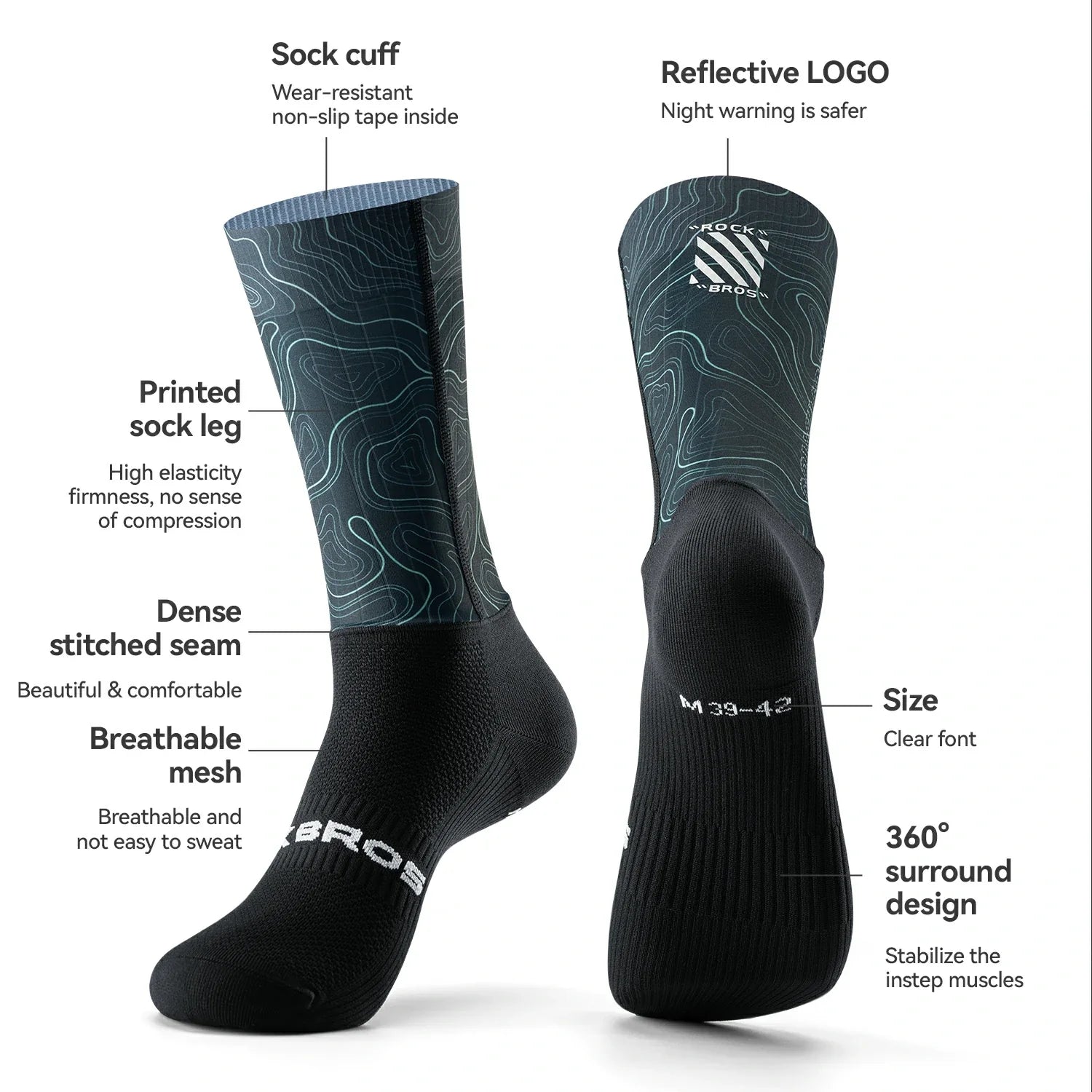 Breathable, fast-drying socks for outdoor cycling