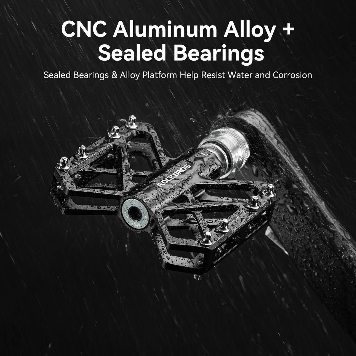 Black aluminum pedals with sealed bearings