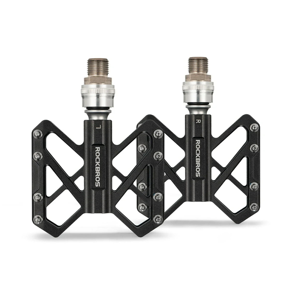 Black ROCKBROS quick-release aluminum bike pedals