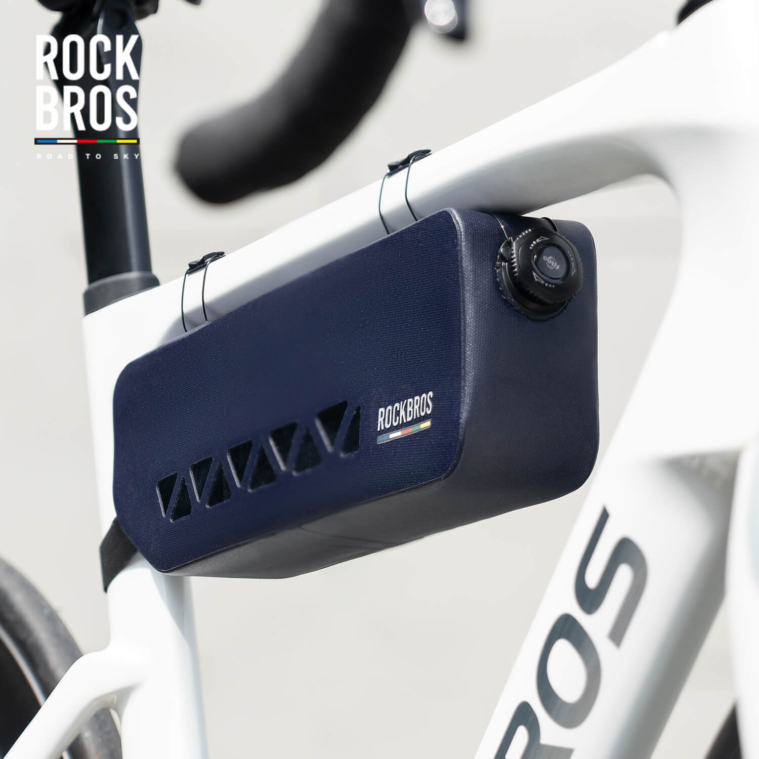 road to sky 100% waterproof bike frame bag model as-142 with secure storage #Color_Blue