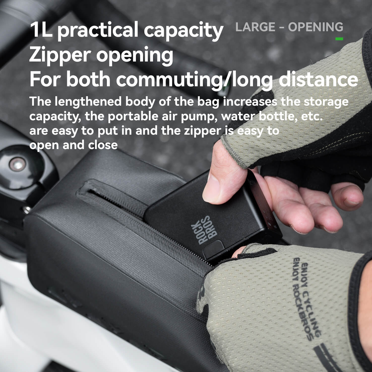 road to sky 100% waterproof bike frame bag model as-142 with secure storage