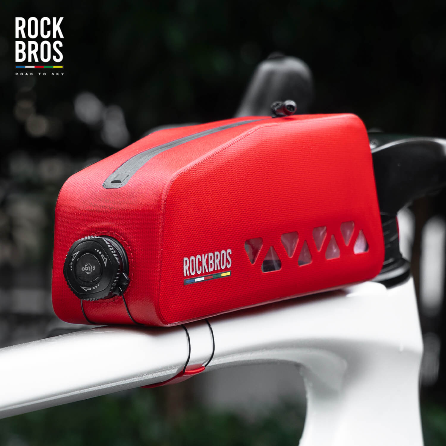 road to sky 100% waterproof bike frame bag model as-142 with secure storage #Color_Red
