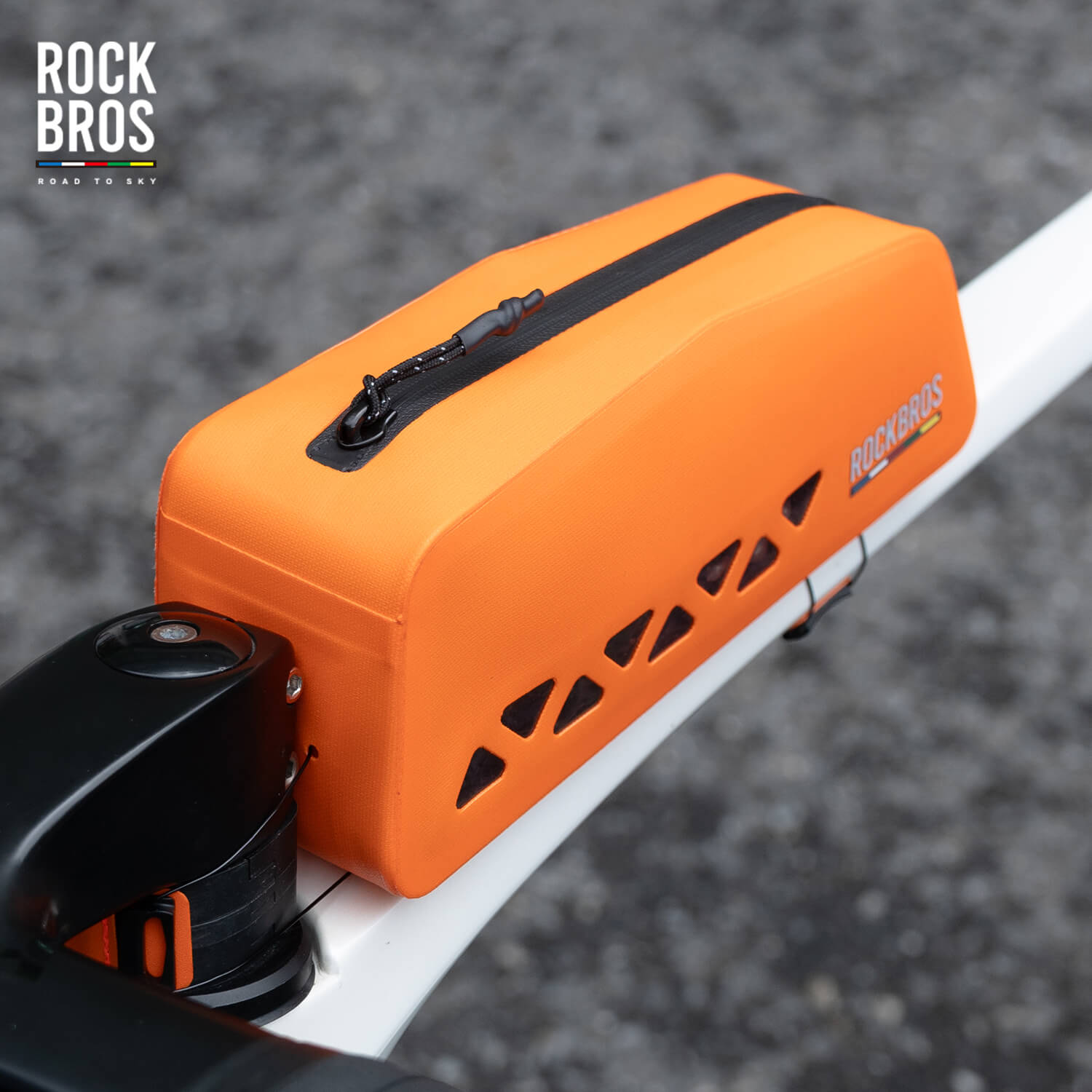 road to sky 100% waterproof bike frame bag model as-142 with secure storage #Color_Orange