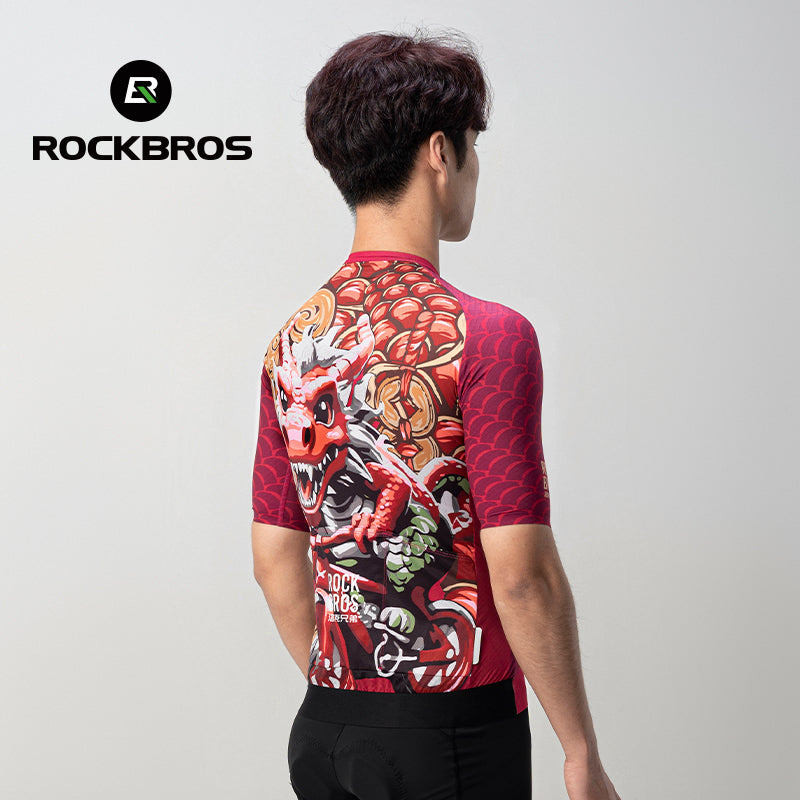 rockbros-dragon-year-paint-model-series-quick-dry-cycling-jersey-for-spring-summer