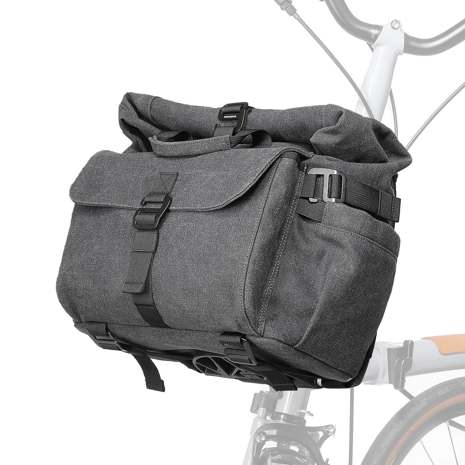 google bike mini backpack ROCKBROS Folding Bike Handlebar Bag Backpack, 黑色