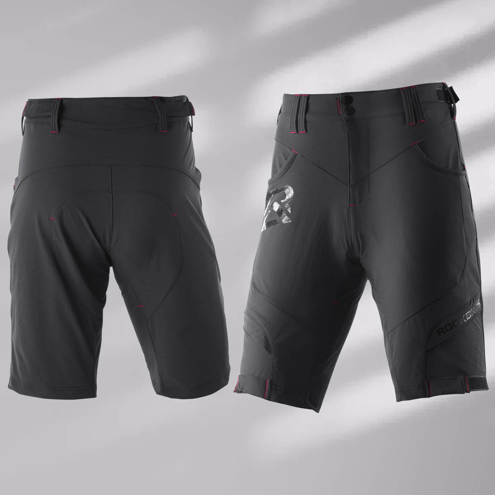 rockbros men's 4d padded cycling shorts with compression design for enhanced comfort #Color_Black