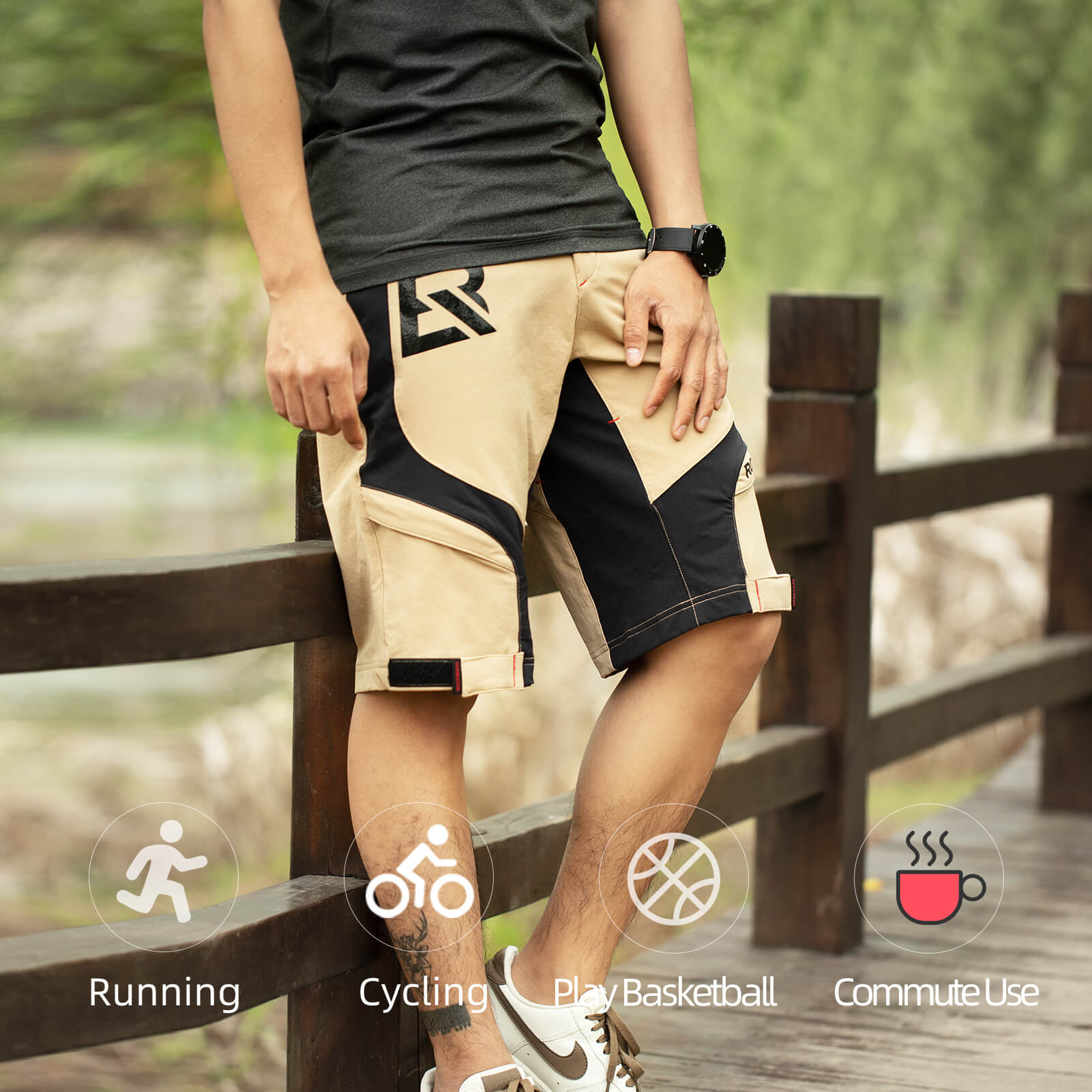 rockbros men's 4d padded cycling shorts with compression design for enhanced comfort