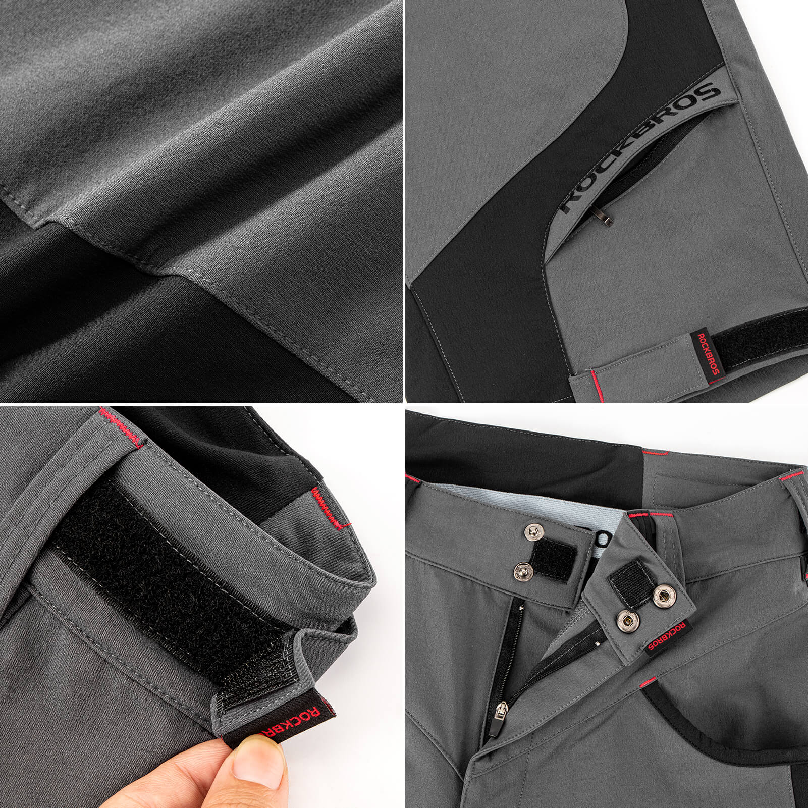 rockbros men's 4d padded cycling shorts with compression design for enhanced comfort #Color_Grey