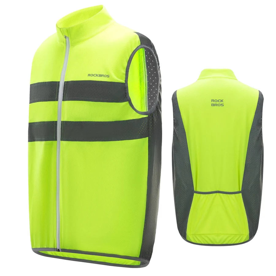 Rockbros Cycling Jacket Unisex Reflective Vest Breathable Night Running Vest Cycling Safety Warning, 3XL