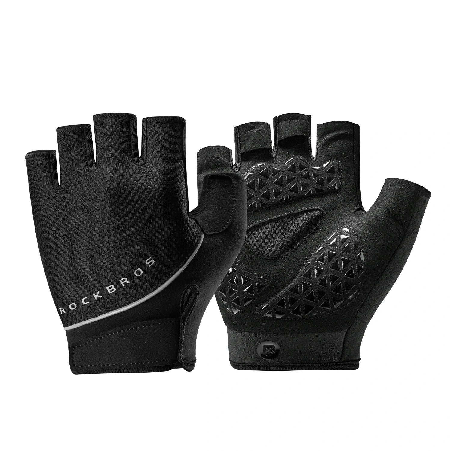 Half Finger Bike Gloves SBR Padded Anti Slip Breathable Cycling Gloves, Black / XXL
