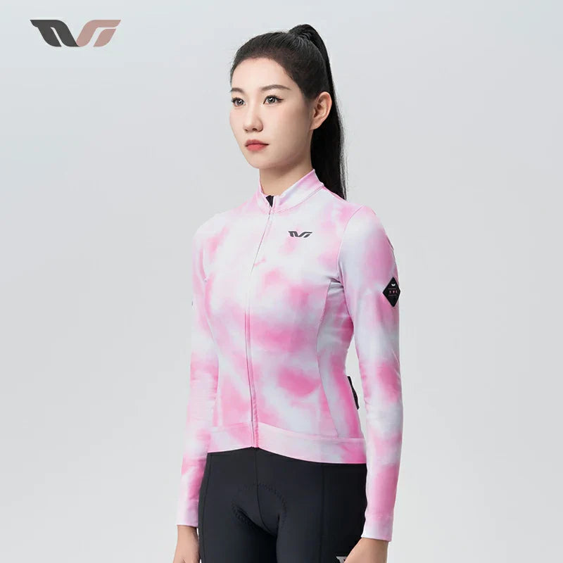 TVI Cycling Jersey Fleece Long Sleeve for 41–68 °F-Fantasy Pink