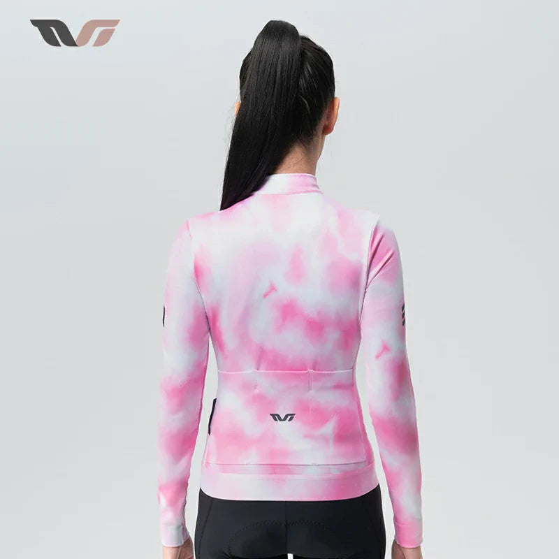 TVI Cycling Jersey Fleece Long Sleeve for 41–68 °F-Fantasy Pink
