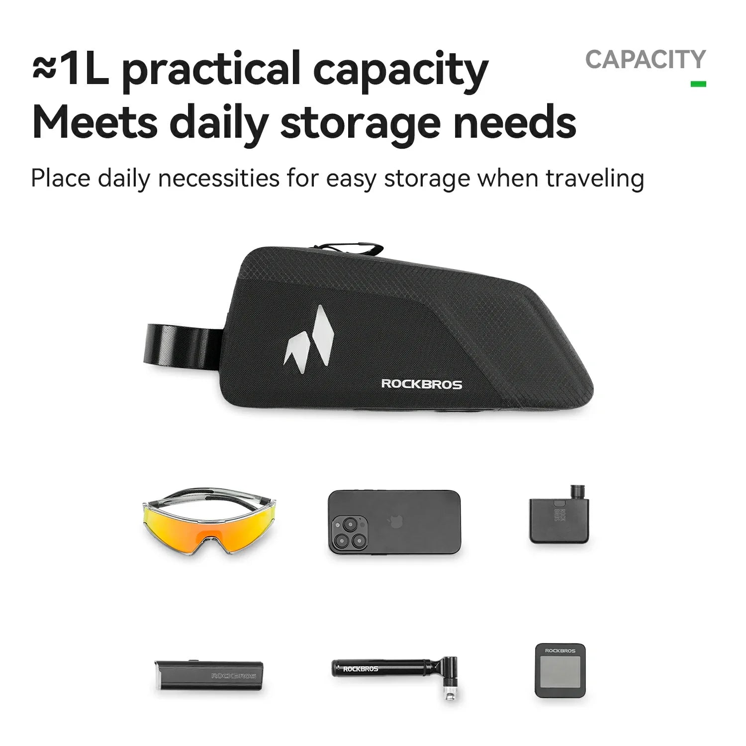 RideMate 100% Waterproof Top Tube Bag 1L