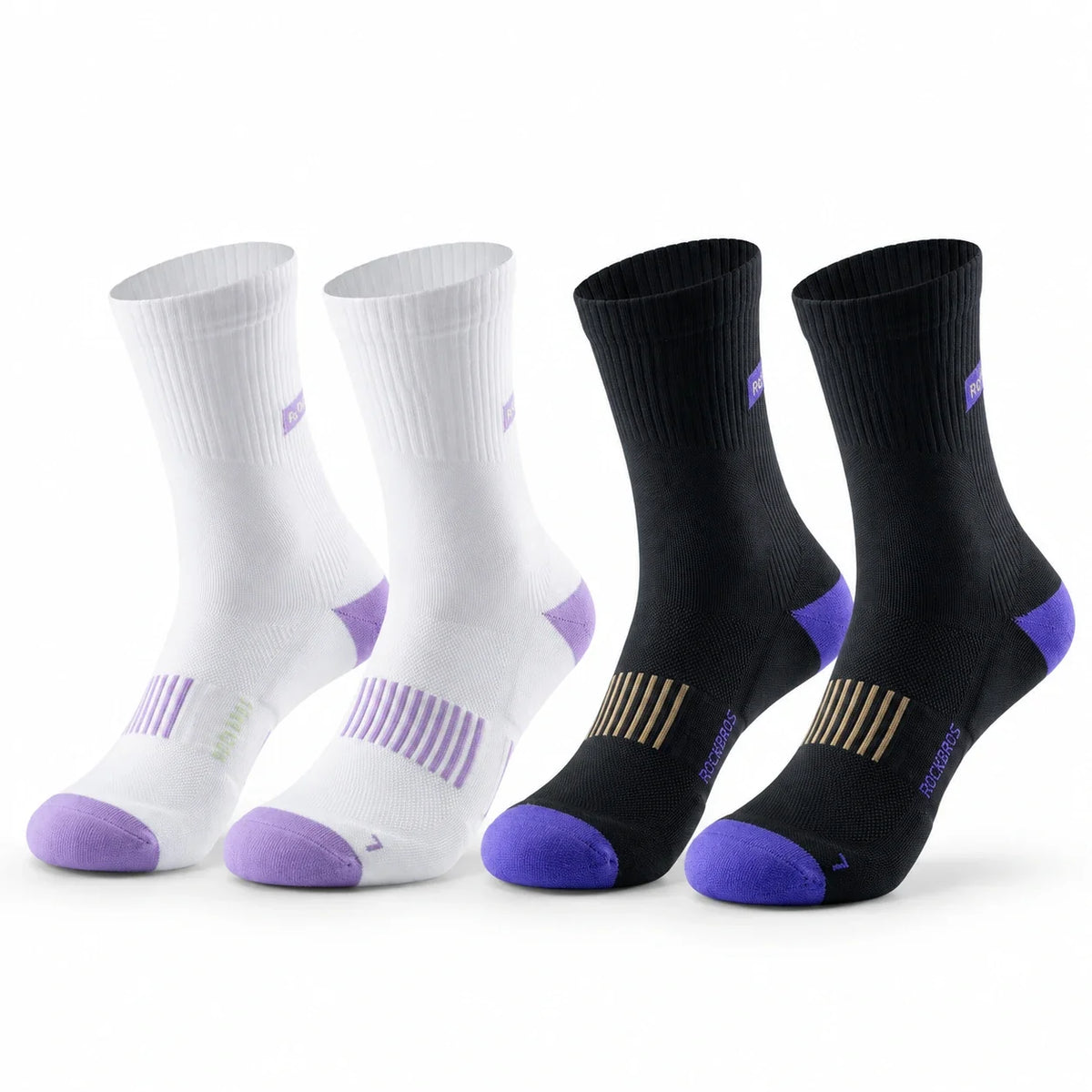 ROCKBROS compression running socks for cycling and hiking #Color_white+black