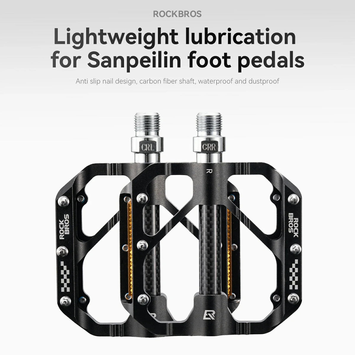 Close-up of the pedal body and axle construction