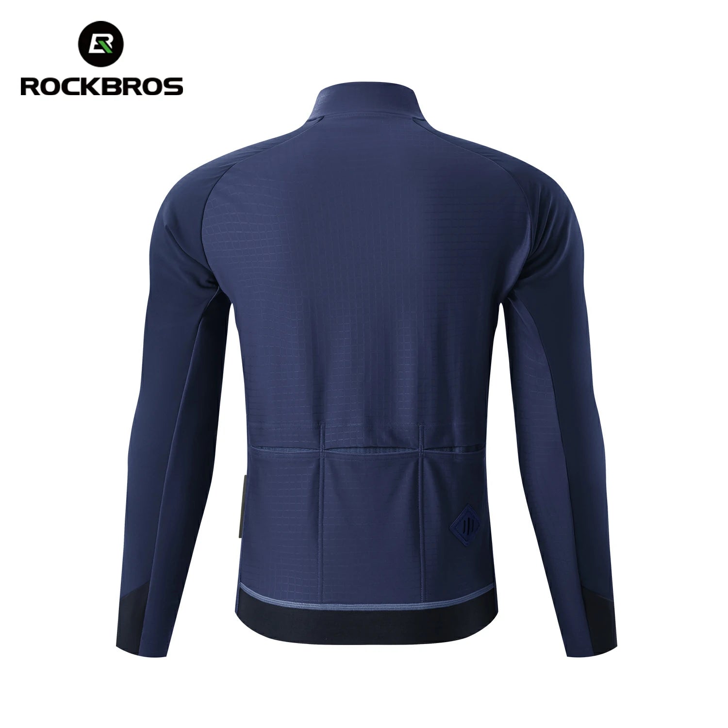 Navy blue cycling jacket with RockBros branding on a white background #color_Blue