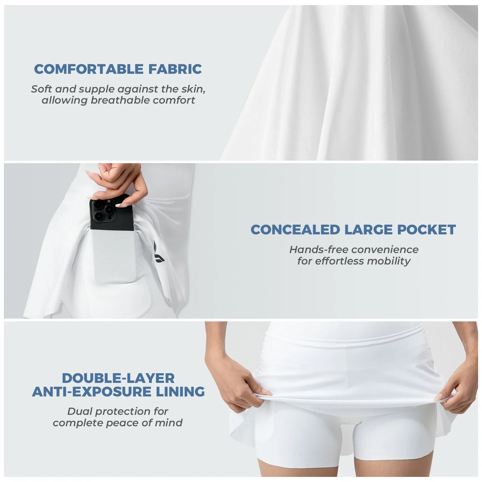 Cycling Skirt with Shorts | Women's Bike Skort High Waist Breathable#Color_White