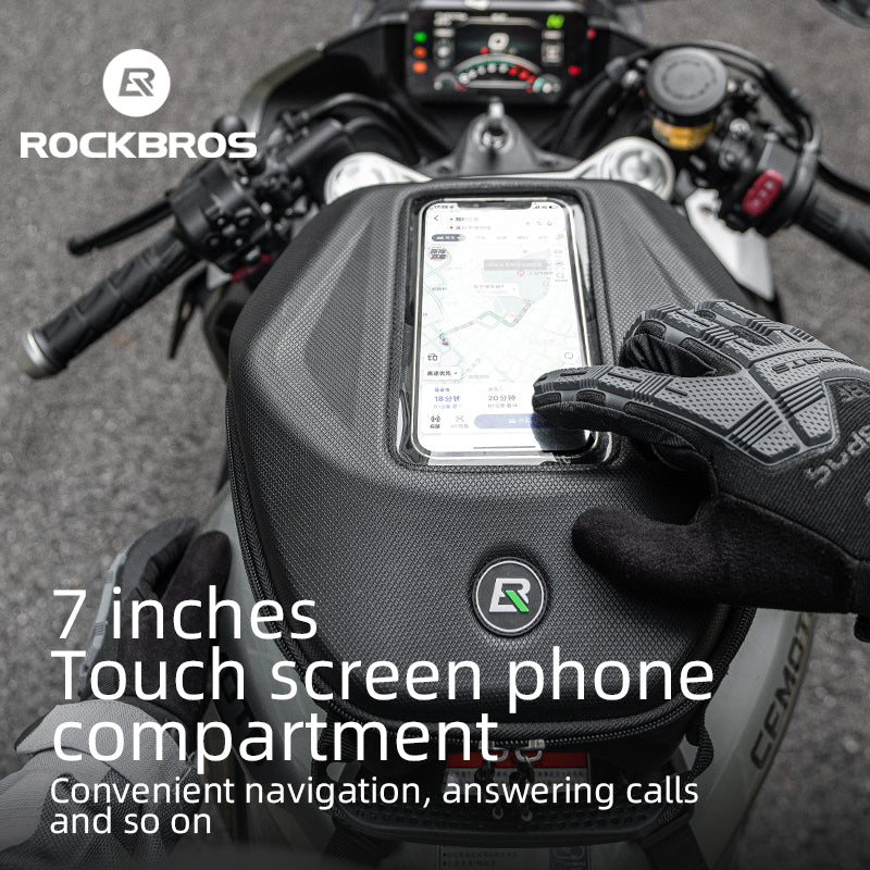 ROCKBROS 7L Hard Shell Motorcycle Tank Bag Waterproof Touchscreen Phone Pouch - ROCKBROSUSA