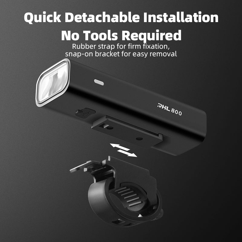 ROCKBROS Bicycle Front Headlight RHL800LM - 800 Lumens, USB-C, IPX6 Waterproof - ROCKBROSUSA