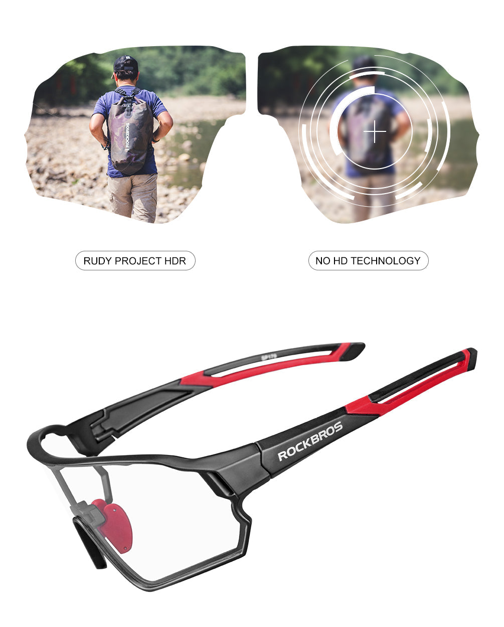 ROCKBROS Full Frame Photochromic Sunglasses Cycling Sunglasses Bicycle Full Frame Photochromic Glasses Bike Eyewear