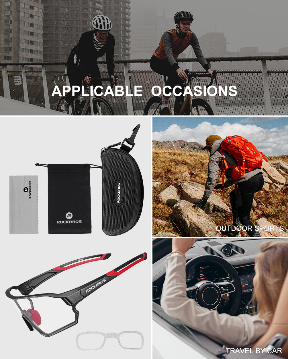 ROCKBROS Full Frame Photochromic Sunglasses Cycling Sunglasses Bicycle Full Frame Photochromic Glasses Bike Eyewear